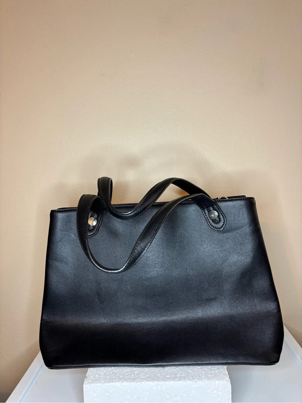 Kelly & Katie Purse Black & Leopard Print Oversized 3-in-1 Tote Satchel Bag